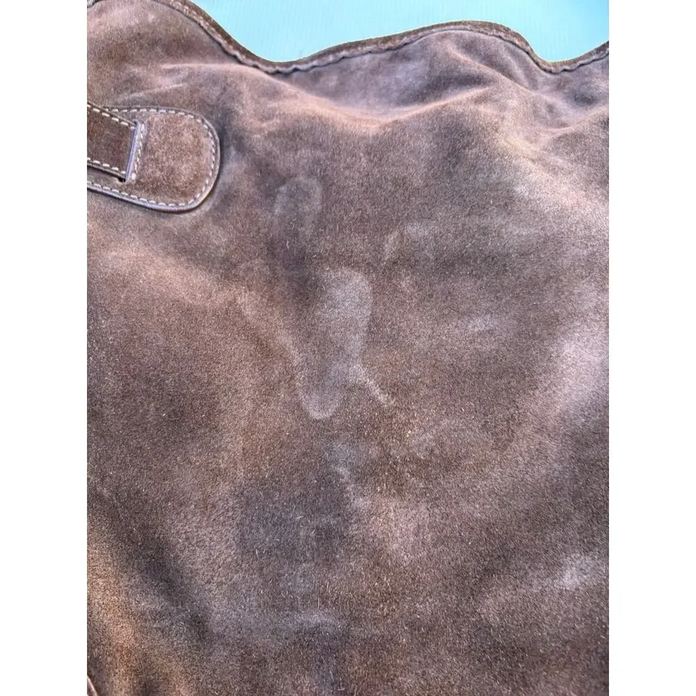 Vintage Burberry Brown Suede Hobo Bag Y2K Authenticated